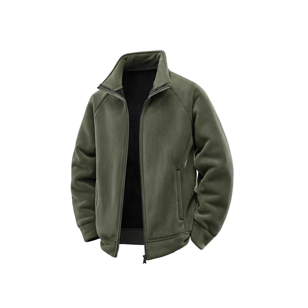 Herren Fleece-Thermojacke mit doppellagigem Teddy-Innenfutter und hohem Stehkragen Drune