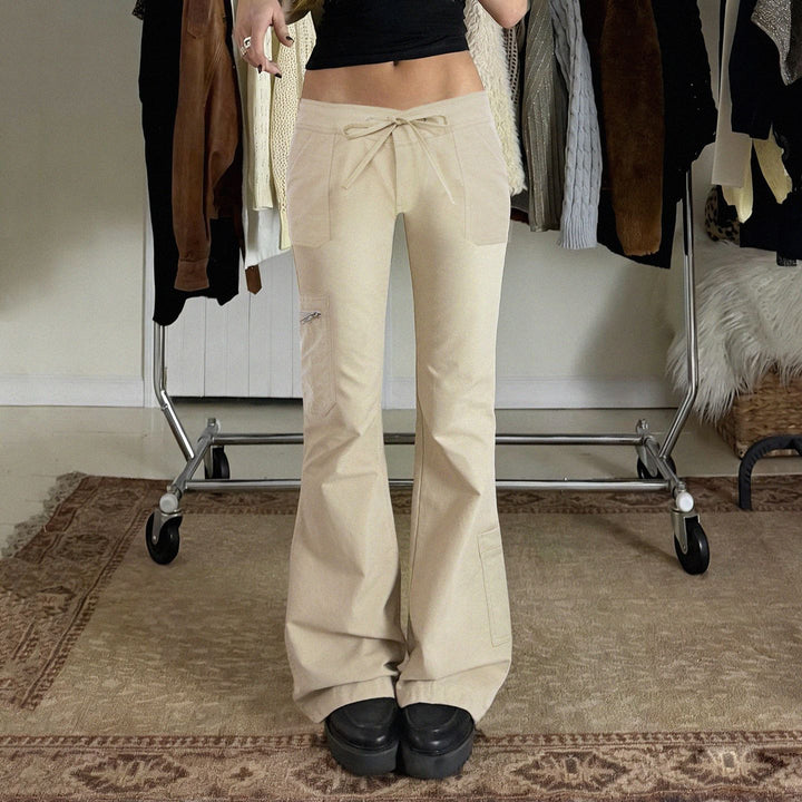 Damen Cargo-Hose mit weitem Schlag, Tunnelzugbund und Reißverschlusstasche Drune