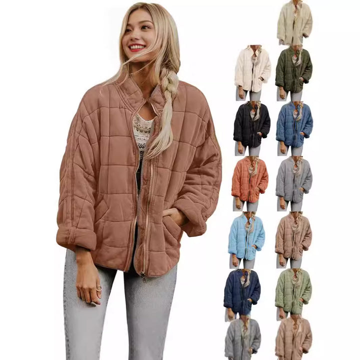 Damen gesteppte Kapuzenjacke mit Reißverschluss und Taschen Drune