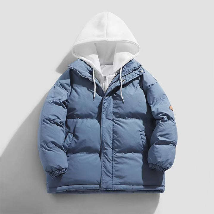 Herren Gepolsterte Winter-Steppjacke mit zweilagiger Kapuze und elastischen Bündchen Drune