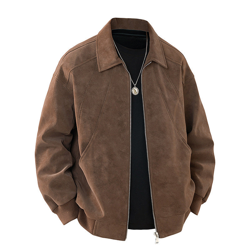Herren elegante Wildlederjacke mit strukturiertem Schnitt Drune