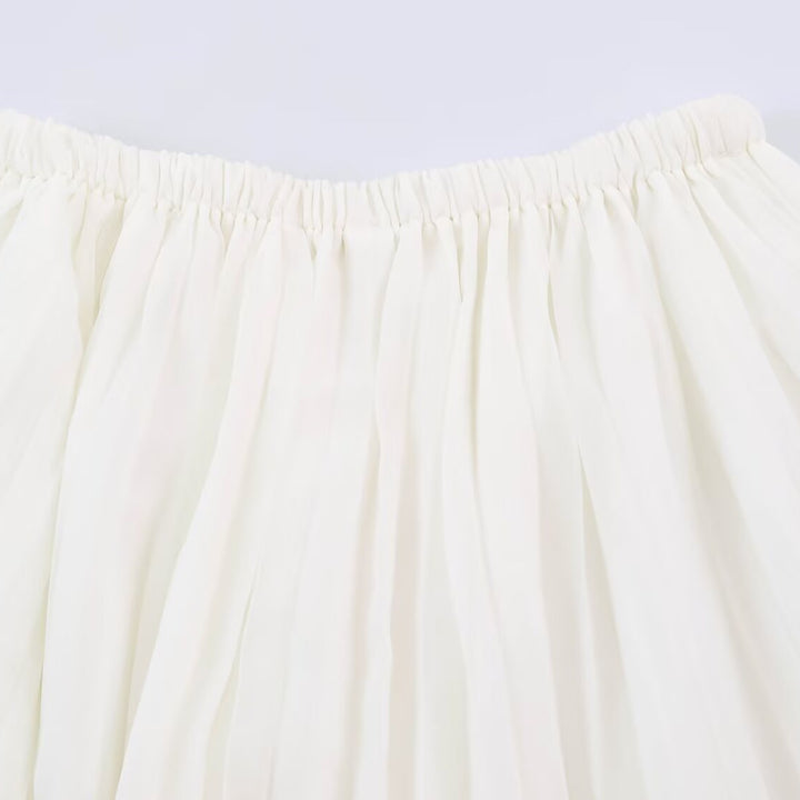 Damen Plissierter Maxi-Rock aus Chiffon mit elastischem Bund Drune