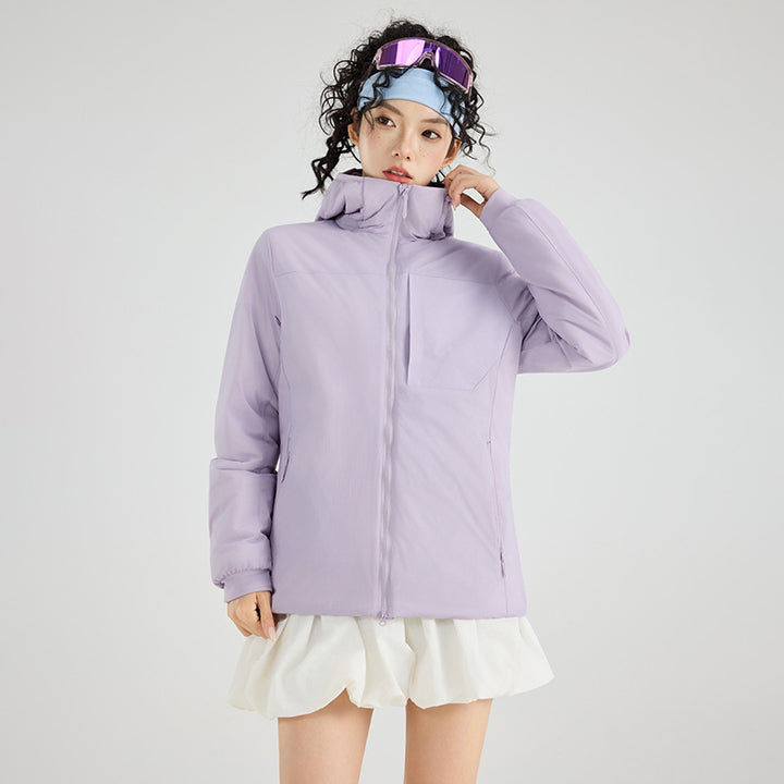 Damen Isolierte Outdoor-Steppjacke mit Kapuze, Brustpasse und elastischen Bündchen Drune