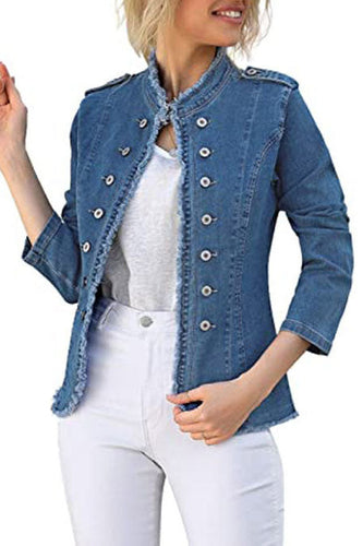 Drune | Kragen Fitted Denim Jacke