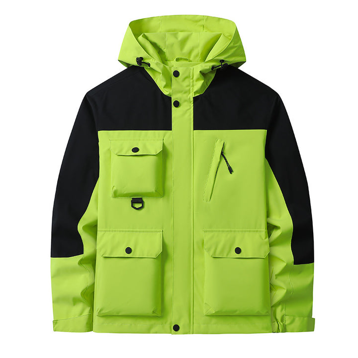 Herren Technische Utility-Fieldjacke mit Kapuze, Mehrfachtaschen und windabweisender Shell Drune