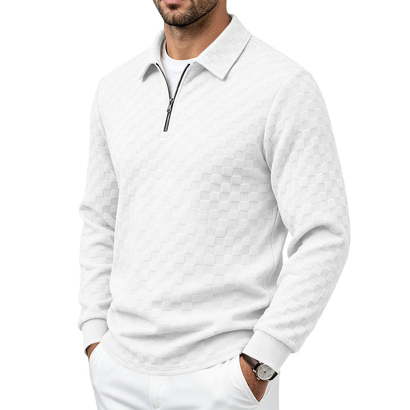 Herren Strukturierter Strickpullover mit Troyer-Kragen und halbem Reißverschluss Drune