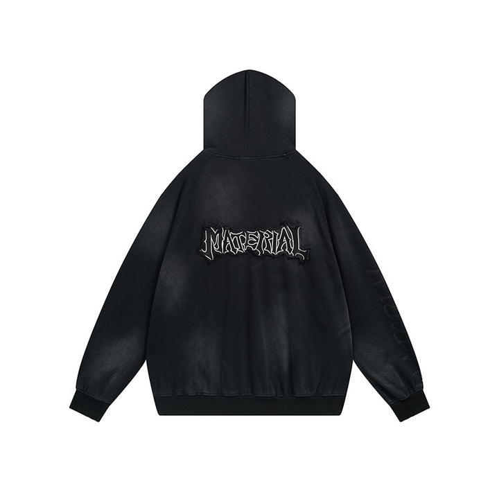 Unisex Kapuzenpullover im Oversize‑Cut mit Batik‑Wash und Statement‑Rückenprint Drune