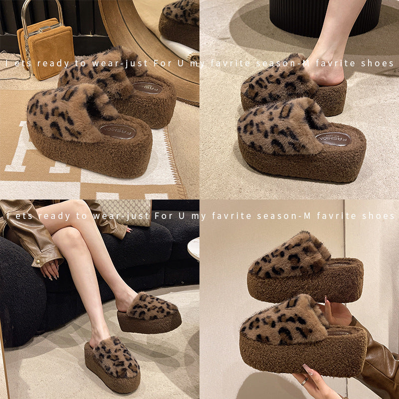 Damen Flauschige Mokassins mit Leopardenmuster Drune