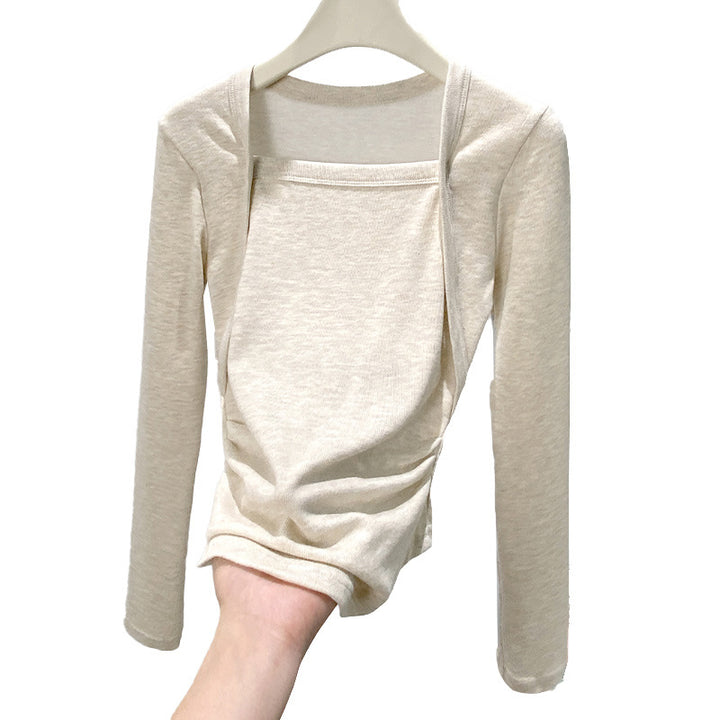 Damen Elegantes Langarmshirt mit quadratischem Ausschnitt Drune