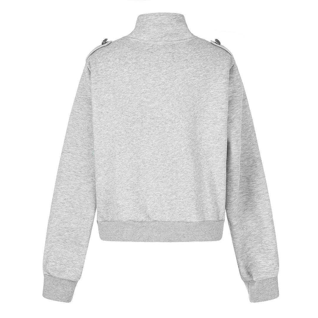Damen Kurze Sweatjacke im Military-Stil mit Stehkragen Drune