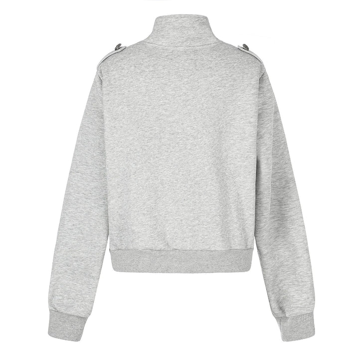 Damen Kurze Sweatjacke im Military-Stil mit Stehkragen Drune