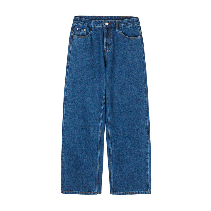 Damen Weite Denim-Jeans mit hoher Taille, geradem Bein und Fünf-Taschen-Design Drune