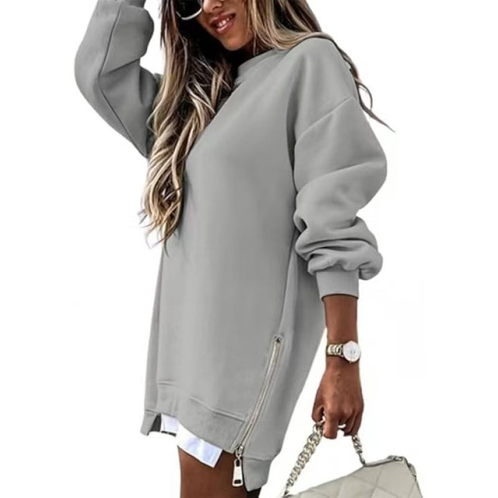 Damen Lässiger Hoodie mit seitlichem Reißverschluss Drune