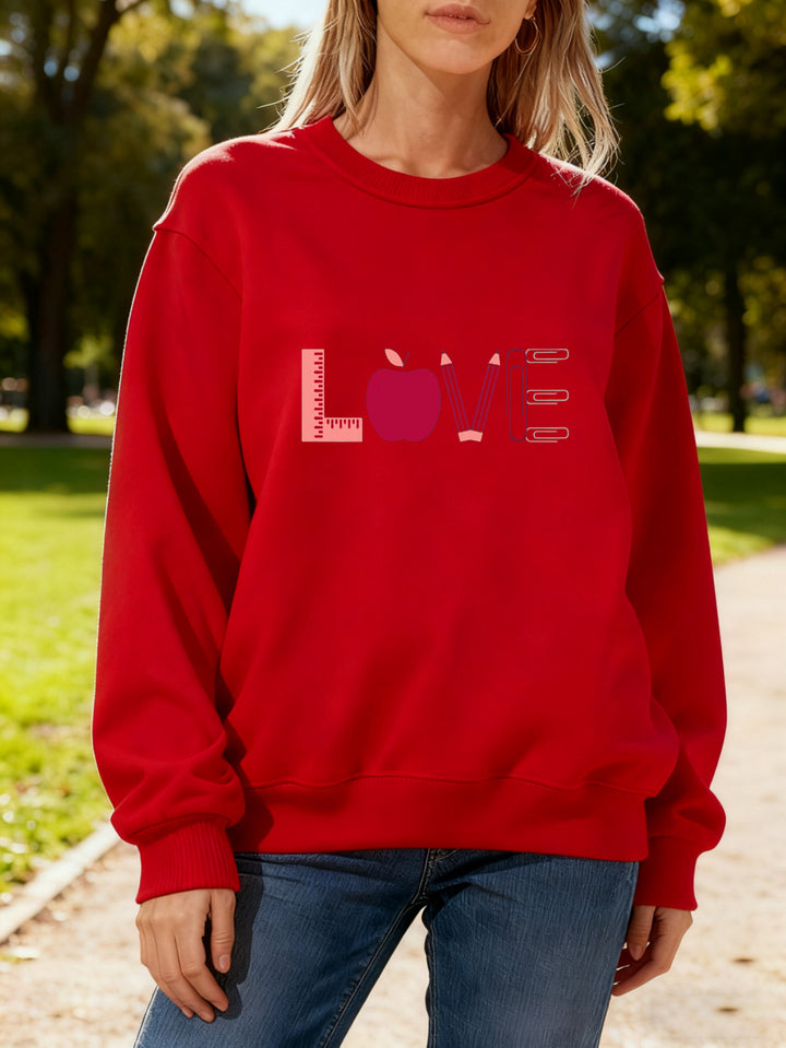 Damen Sweatshirt mit kreativem Love-Motiv Drune