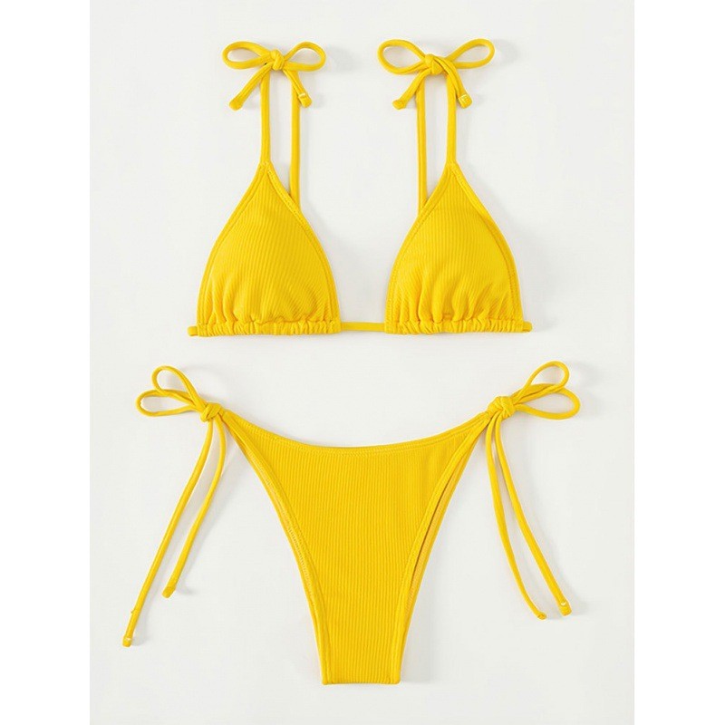 Damen Triangle-Bikini mit verstellbaren Bindebändern und feiner Rippstruktur Drune