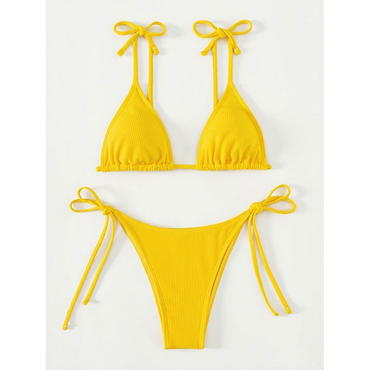 Damen Triangle-Bikini mit verstellbaren Bindebändern und feiner Rippstruktur Drune