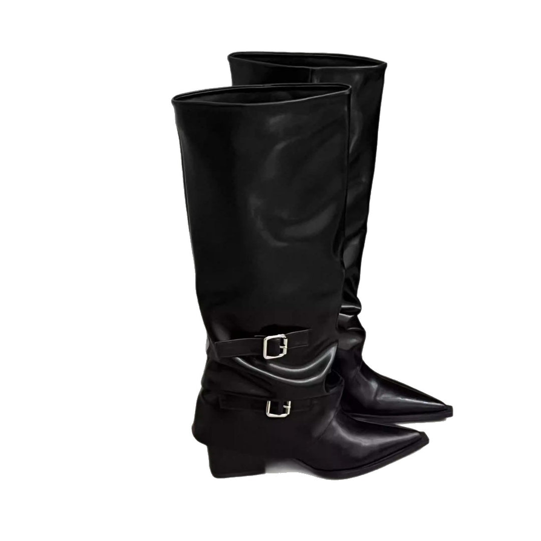 Damen Hohe Stiefel mit Riemen und eleganter Spitze Drune