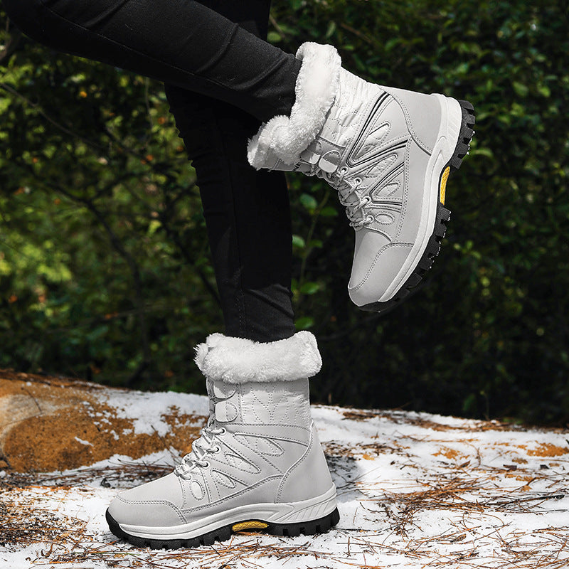 Damen Gefütterte Winter-Trekkingschuhe mit Kunstfellkragen und rutschfester Profilsohle Drune