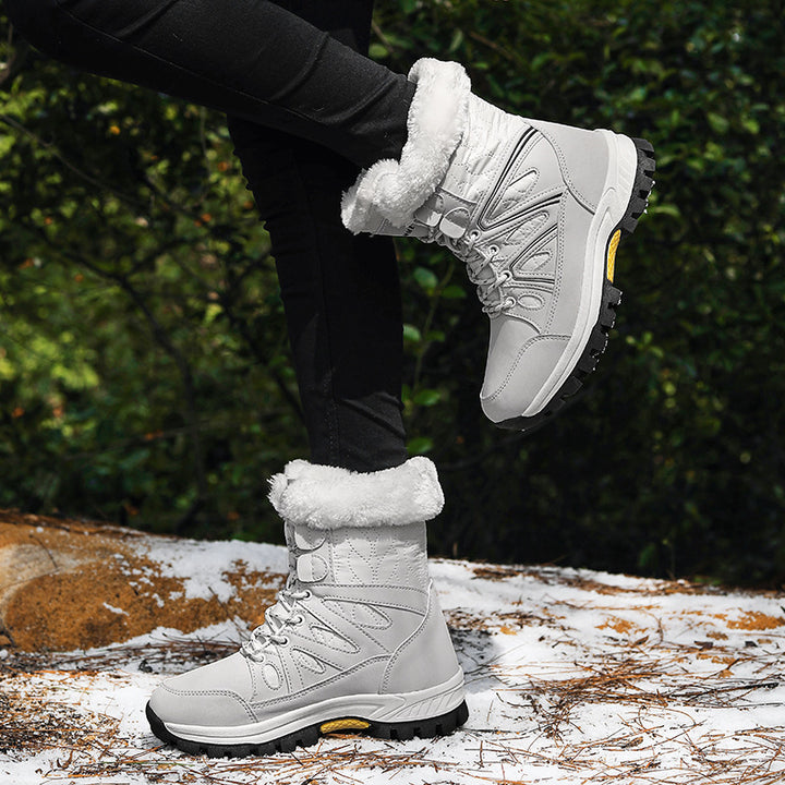 Damen Gefütterte Winter-Trekkingschuhe mit Kunstfellkragen und rutschfester Profilsohle Drune