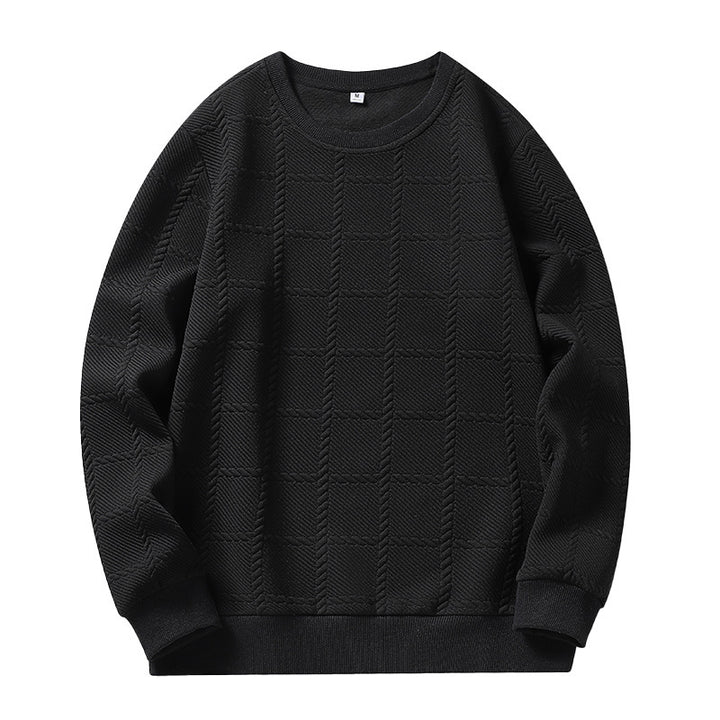 Herren Feinstrukturierter Rundhals‑Strickpullover mit Karomuster und lässigem Schnitt Drune