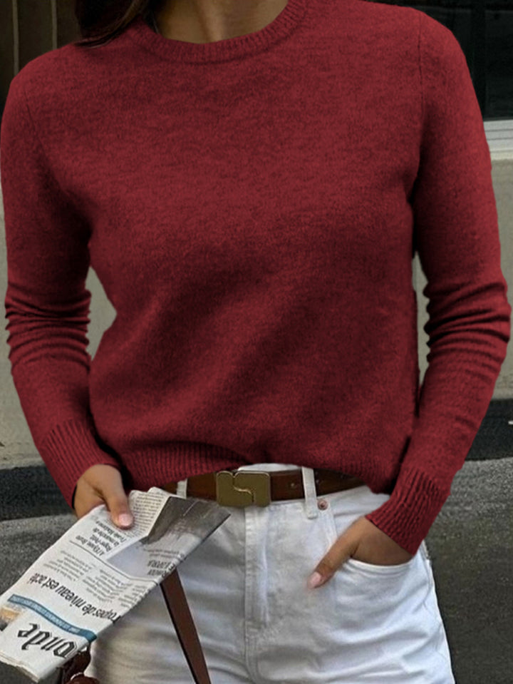 Damen nan kurz geschnittener Feinstrickpullover mit weitem U-Boot-Ausschnitt und gerippten Bündchen Drune