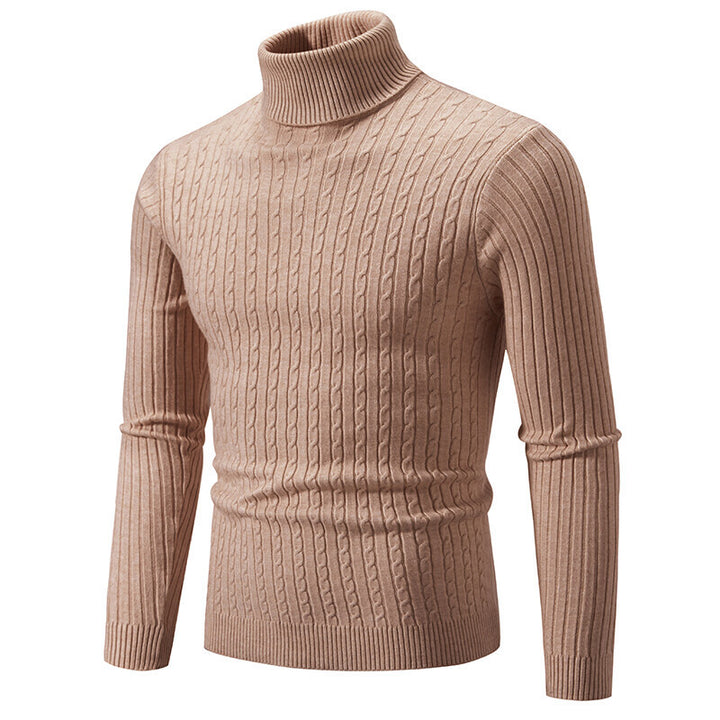 Herren nan Rollkragenpullover mit Zopfstrick und schlanker Passform Drune