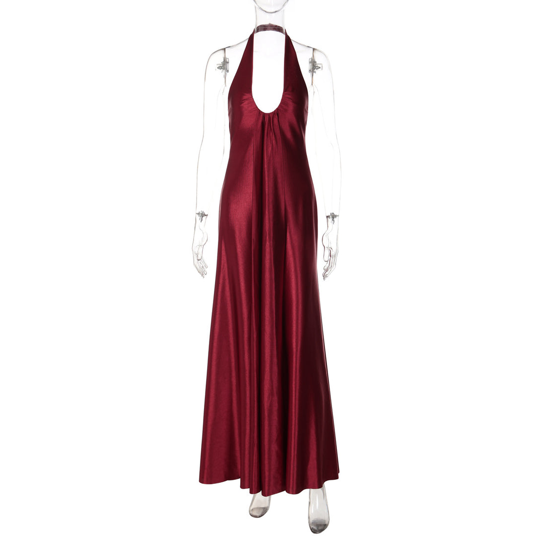 Damen Maxi Kleid mit eleganter Halterneck-Detaillierung und fließendem Schnitt Drune