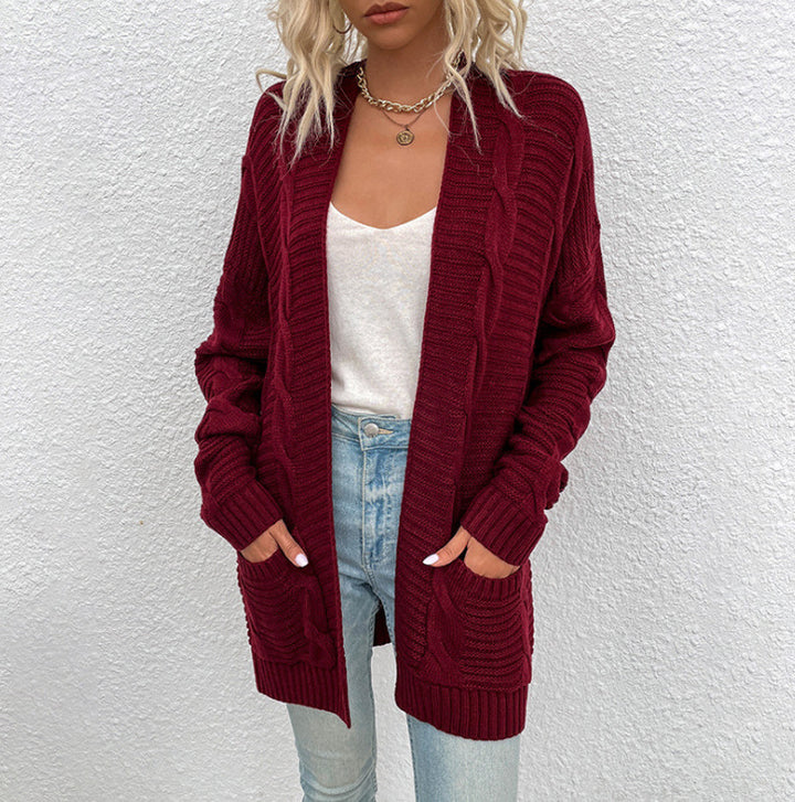 Damen Grobstrick Cardigan mit lässigem Design und praktischen Taschen Drune