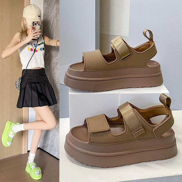Damen Sportliche Sandalen mit verstellbaren Klettverschlüssen und rutschfester Profilsohle Drune