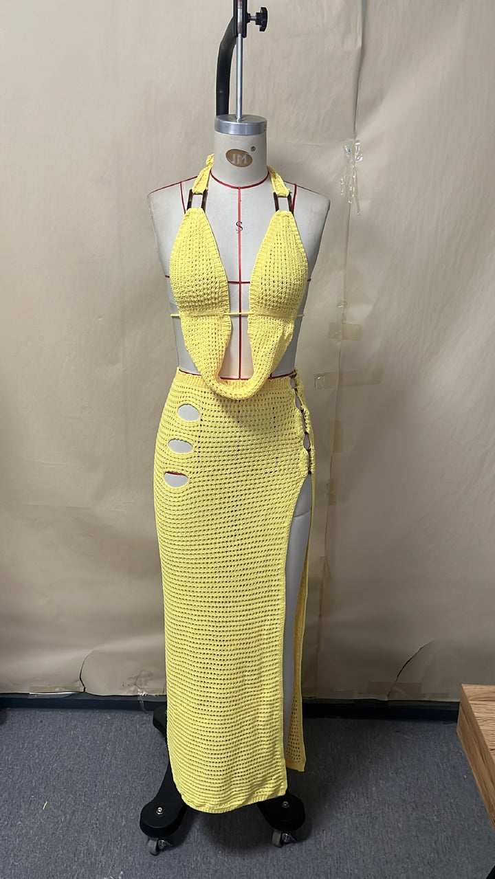 Damen atemberaubendes Cut-Out Maxikleid Drune