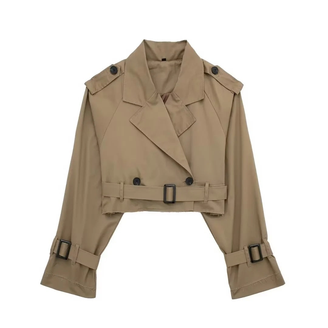 Damen Modische Kurztrenchjacke