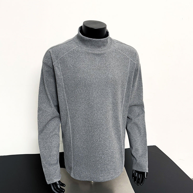 Herren Feines Mockneck‑Langarmshirt mit minimalistischen Ziernähten und entspannter Passform Drune