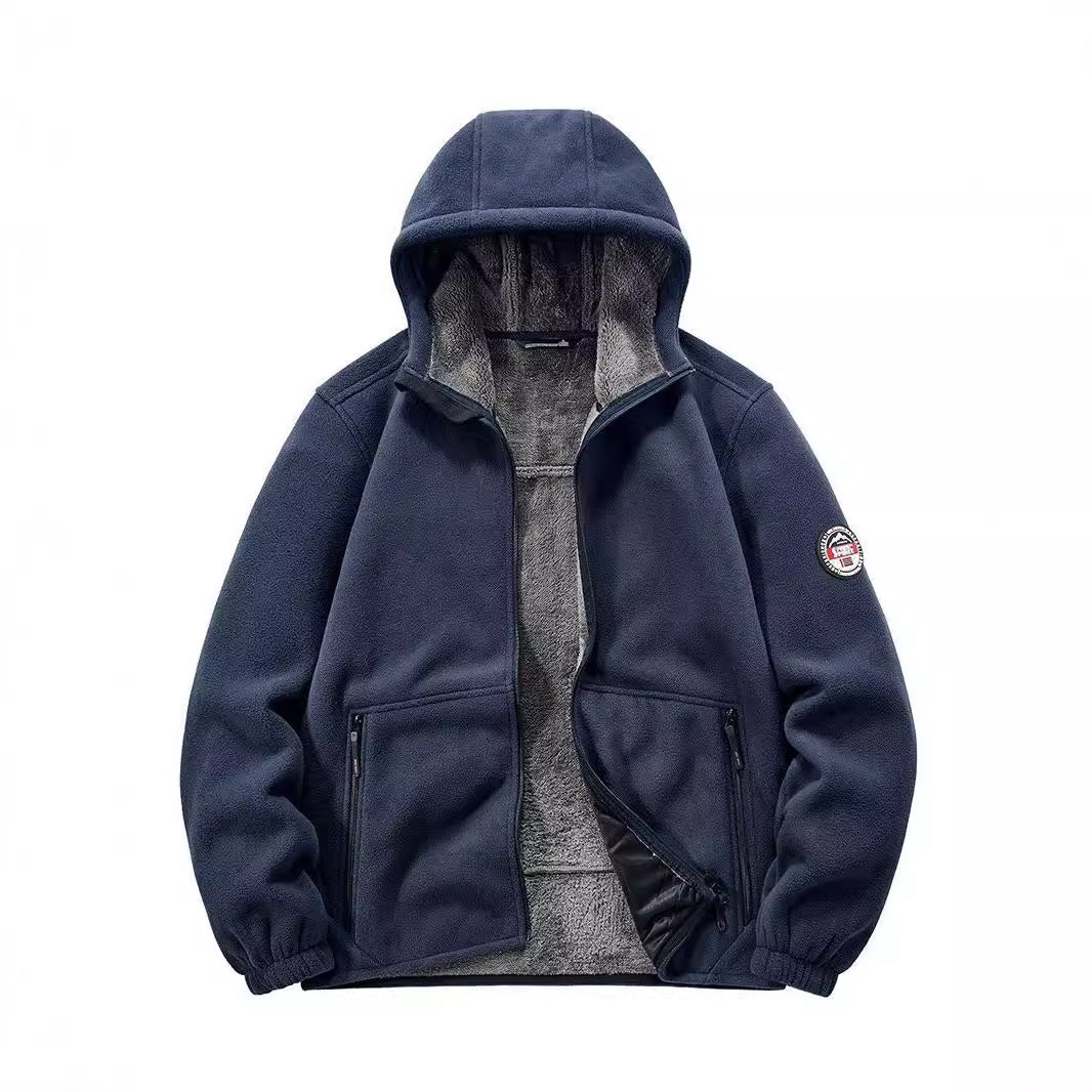 Herren Isolierte Fleece-Hoodiejacke mit Sherpa-Innenfutter und Zwei-Wege-Reißverschluss Drune