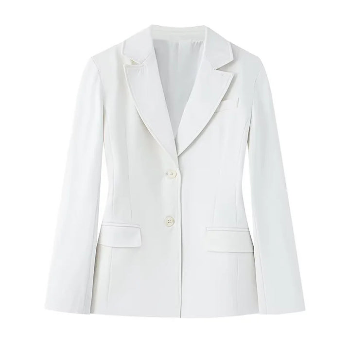 Damen nan schlanker Business-Blazer mit taillierter Schnittführung, fallendem Revers und Pattentaschen Drune