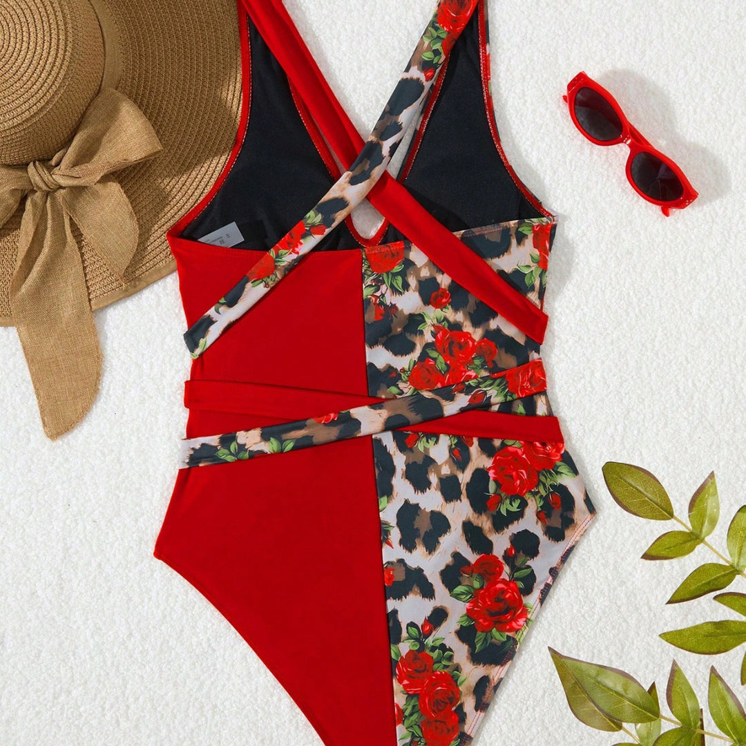 Damen Sportlicher Einteiler mit floralem und animalischem Design Drune