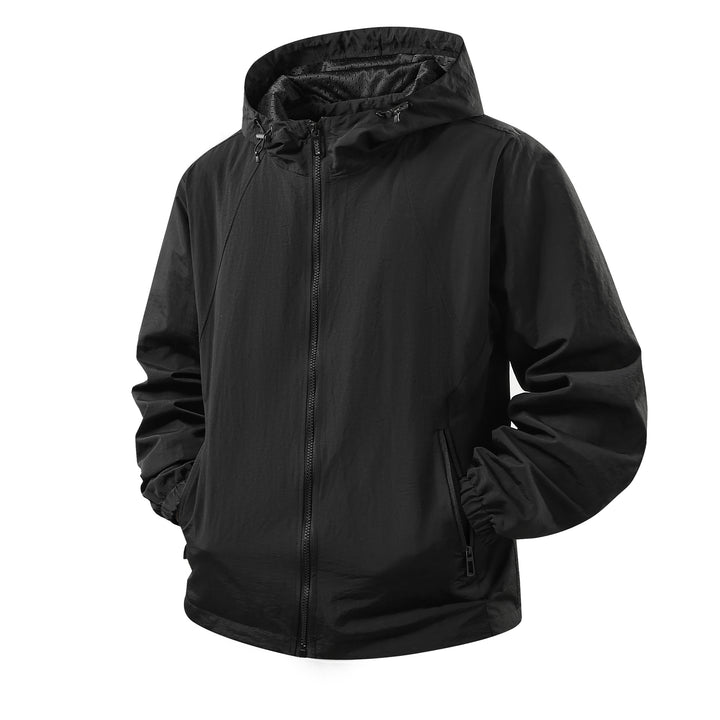 Herren Leichte atmungsaktive Kapuzen-Windjacke mit Mesh-Innenfutter und Reißverschlusstaschen Drune