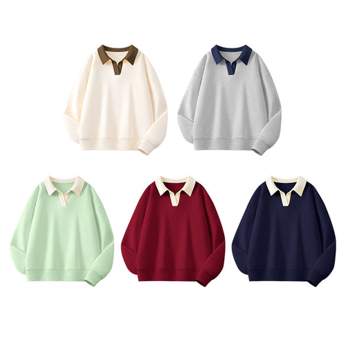 Damen Stilvolles V-Ausschnitt Fleece Pullover Sweatshirt Drune