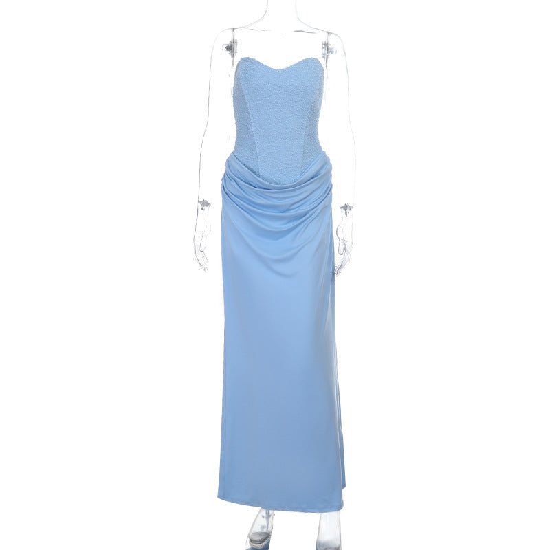 Damen Elegantes Maxikleid mit herzförmigem Ausschnitt und Rüschendetails Drune
