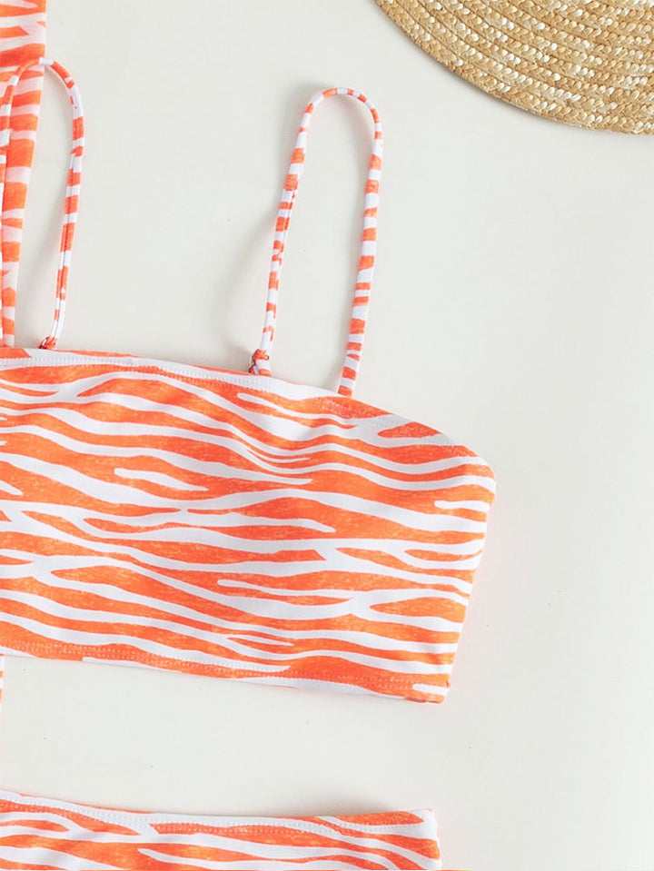 Damen Zweiteiliges Strand-Bikini-Set mit kreativem Design und modischem Wickelrock Drune