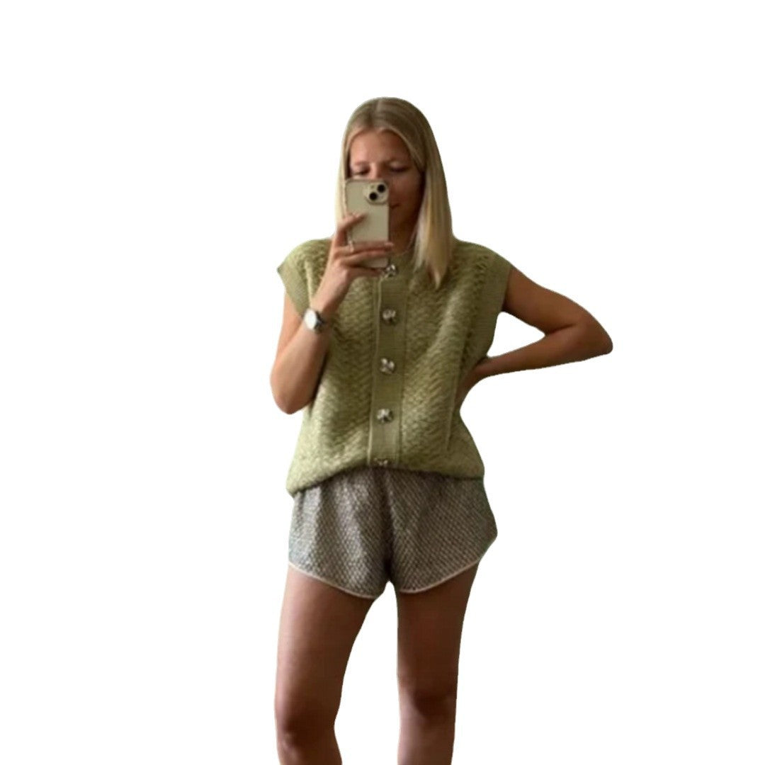 Damen Strickweste mit dekorativen Knöpfen und elegantem Schnitt Drune