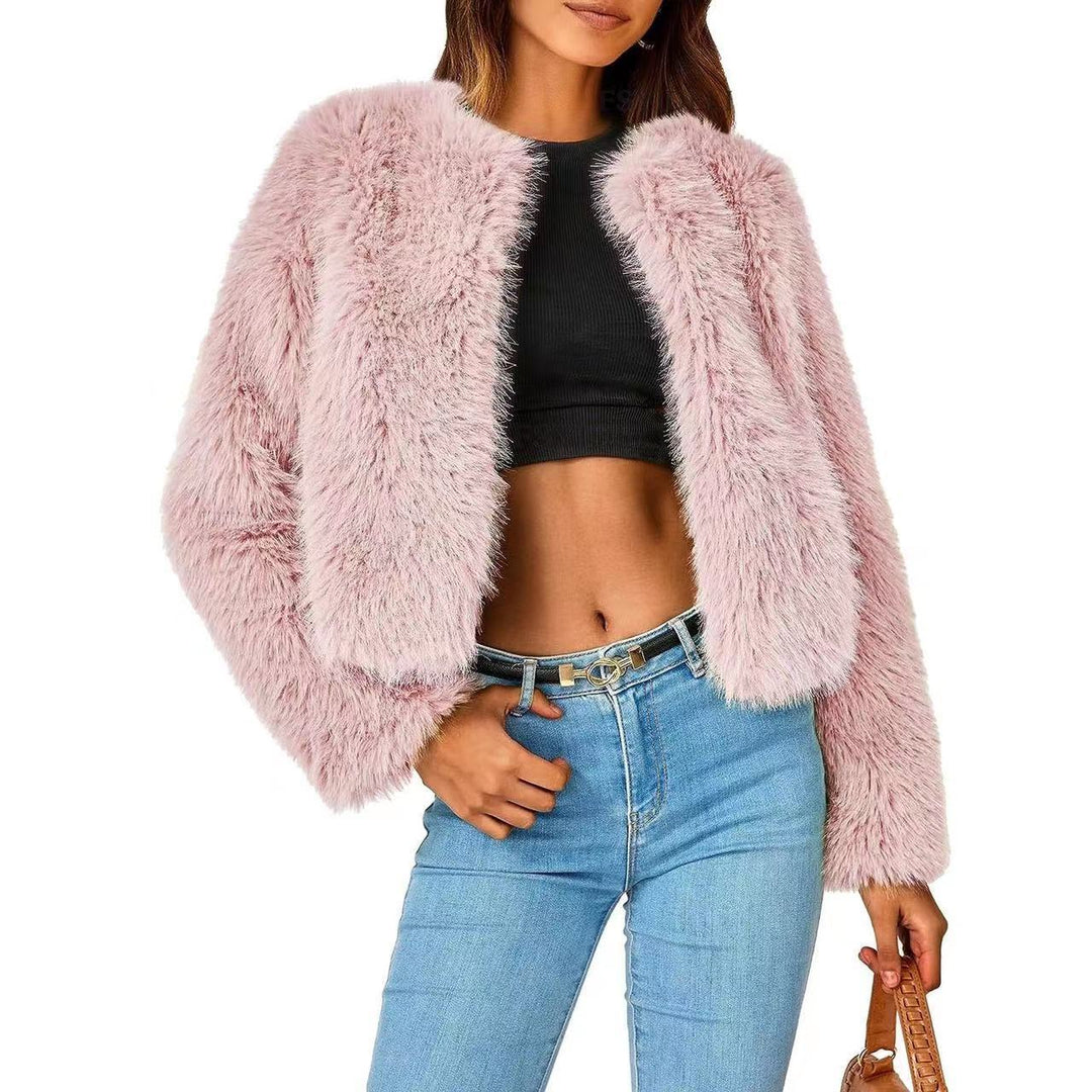 Damen Fleecejacke mit luxuriösem Fell-Design und voluminösen Ärmeln Drune