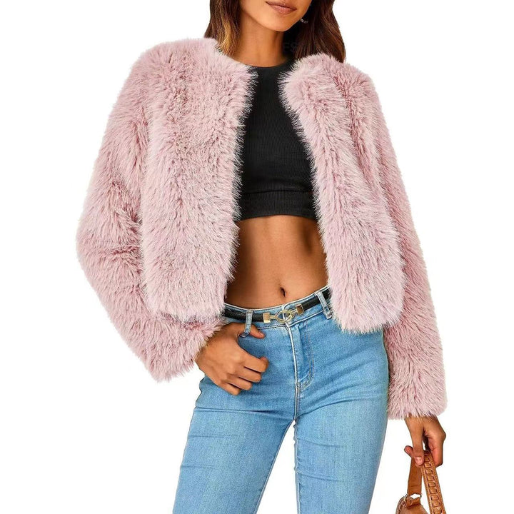 Damen Fleecejacke mit luxuriösem Fell-Design und voluminösen Ärmeln Drune