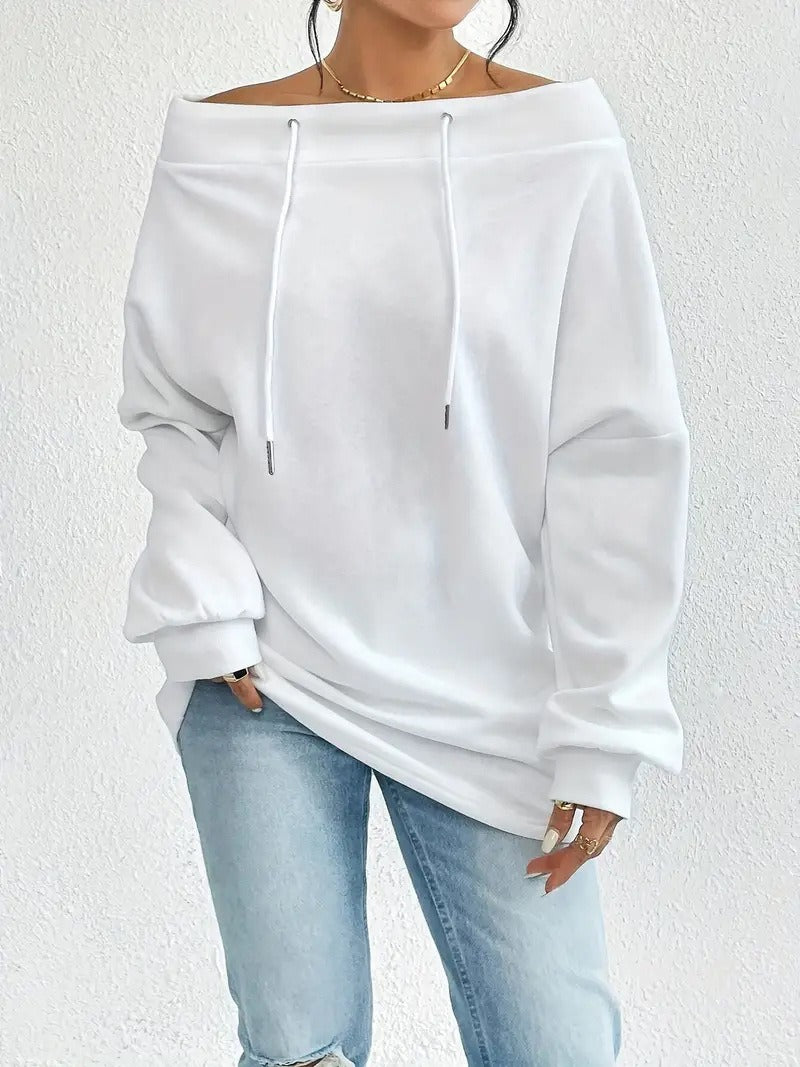 Damen Oversized Hoodie mit offener Schulter und lässigem Schnitt Drune