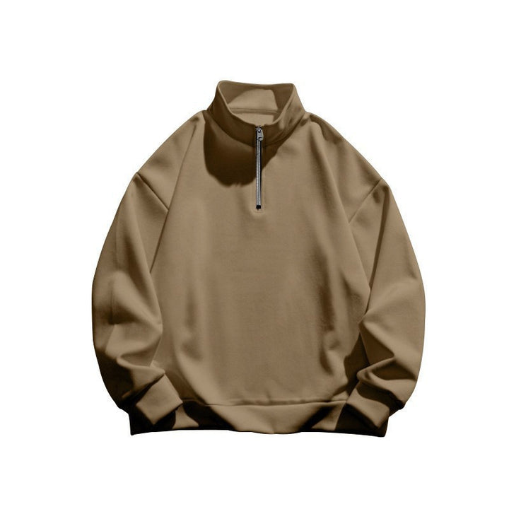 Unisex oversized Sweatshirt mit halbem Reißverschluss und Stehkragen aus weichem Baumwollmix Drune