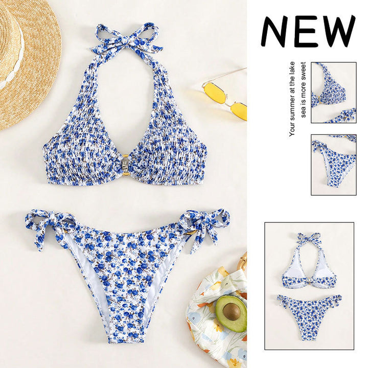 Damen Triangel-Bikini mit verstellbaren Trägern und floralem Design Drune