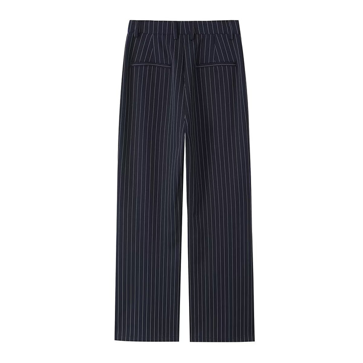 Damen Highwaist-Hose mit weitem Bein und Nadelstreifen Drune