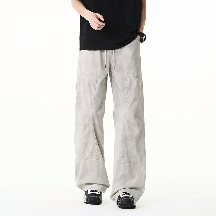 Herren Weite Baggy-Cargohose aus Baumwoll-Twill mit elastischem Bund und Knie-Patch Drune