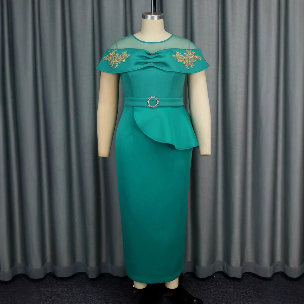 Damen elegantes Wickelkleid mit Schnitt- und Rüschenakzenten Drune