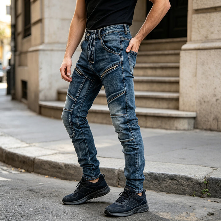 Herren Modische Jeans mit Reißverschluss-Details Drune