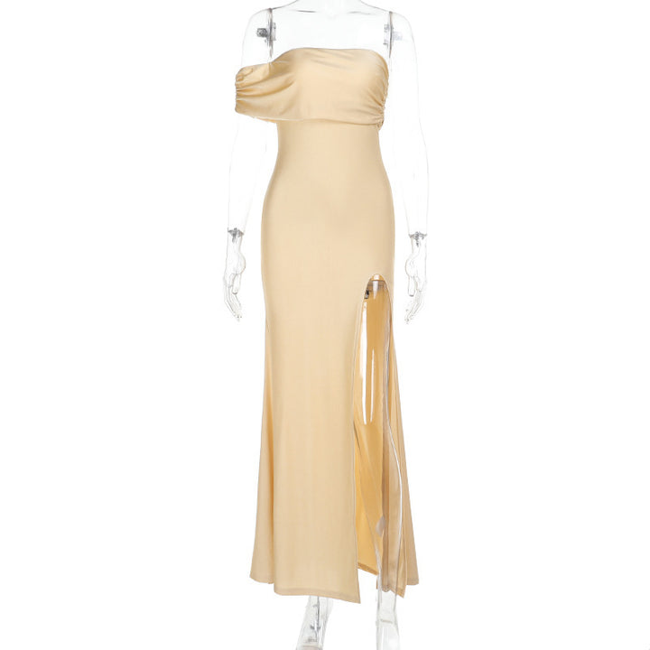 Damen elegantes Maxikleid mit verführerischem Schlitz und romantischem Wickeldetail Drune